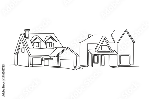 Real estate concept. Single line draw design. Vector graphic illustration