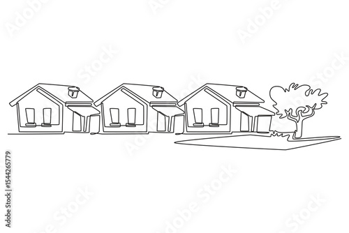 Real estate concept. Single line draw design. Vector graphic illustration