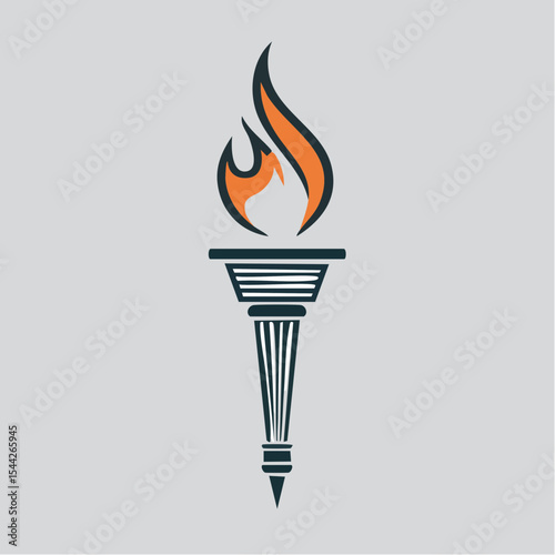 Orange And Dark Blue Torch Flame Graphic Design