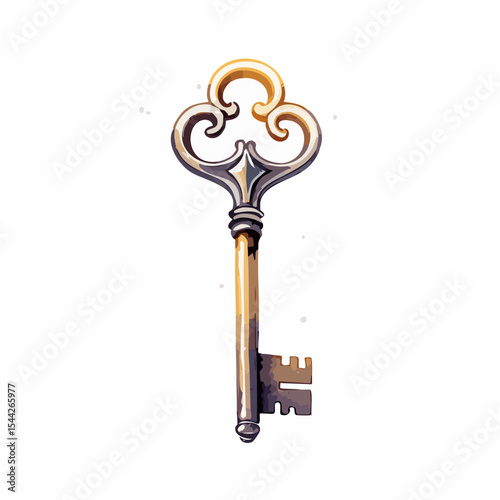 Ornate Antique Golden Key Illustration