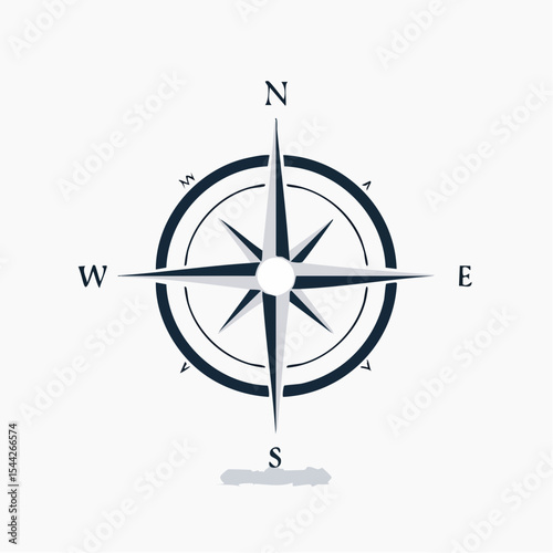 Simple Blue and Gray Compass Illustration