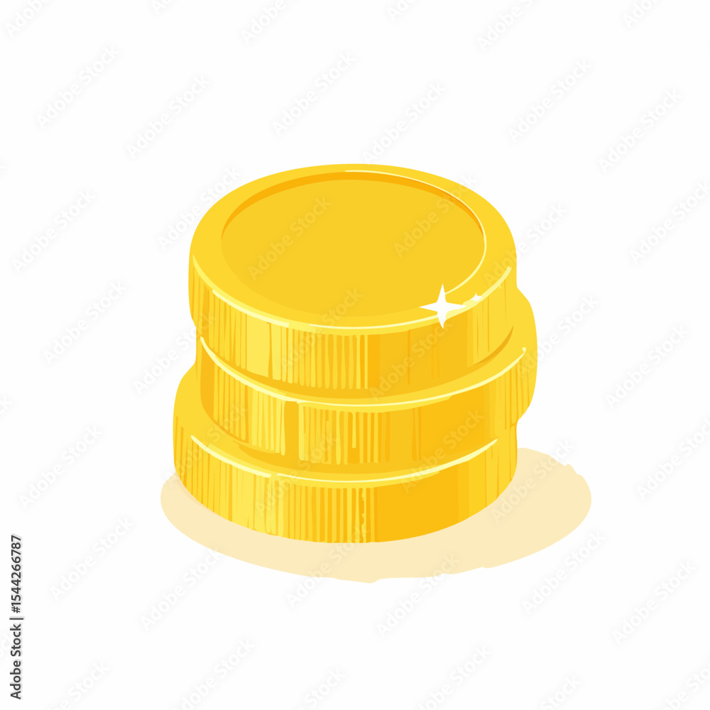 Three Gold Coins Stack Isometric Illustration Three Gold Coins Stack Isometric Illustration
