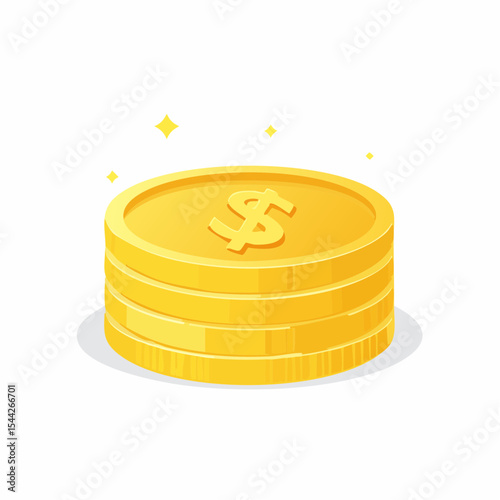 Stack of Gold Coins with Dollar Sign