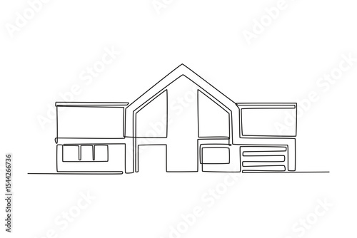 Real estate concept. Single line draw design. Vector graphic illustration