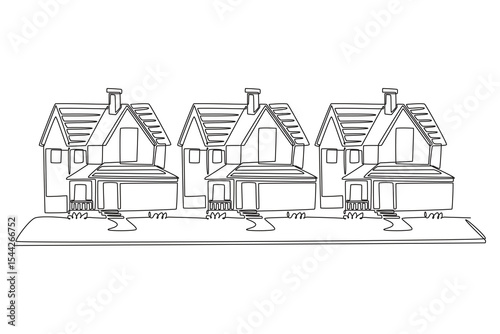 Real estate concept. Single line draw design. Vector graphic illustration