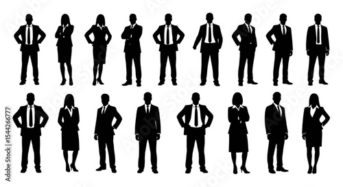 Diverse Business People Silhouettes: Men and Women in Formal Attire