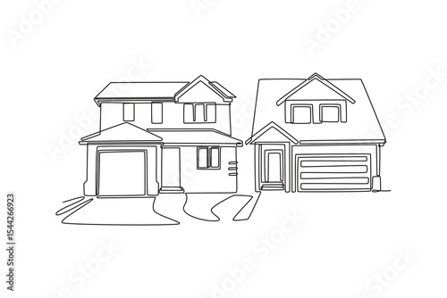 Real estate concept. Single line draw design. Vector graphic illustration