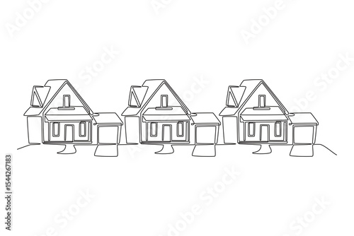 Real estate concept. Single line draw design. Vector graphic illustration