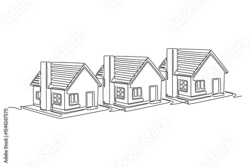 Real estate concept. Single line draw design. Vector graphic illustration