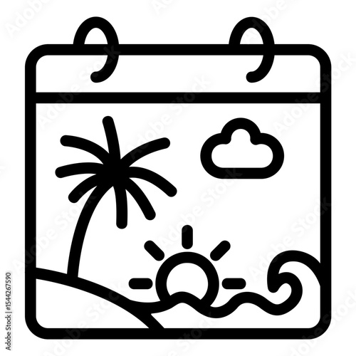 beach holiday Line Icon