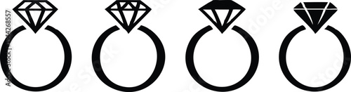 Diamond ring. Engagement ring. Vector