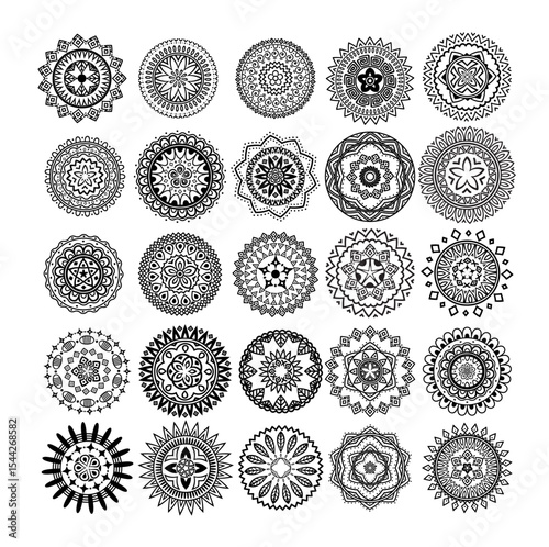 black vector mandala circles art	