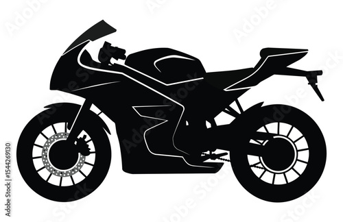Black Motorcycle Silhouette Icon Vector Illustration

