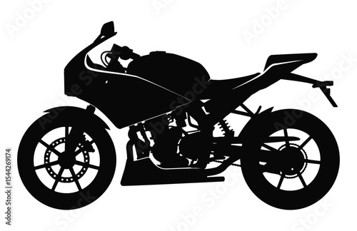 Minimalist Motorcycle Silhouette Artwork in Black Vector Style

