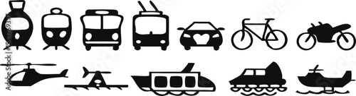 Public transport icons set. Vector illustration