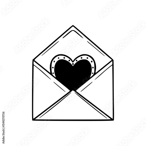 love letter envelope with heart outline
