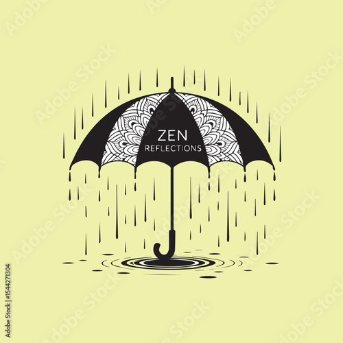 A stylized silhouette mandala umbrella design.
