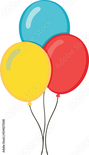 Balloons. Three colored balloons. Vector illustration