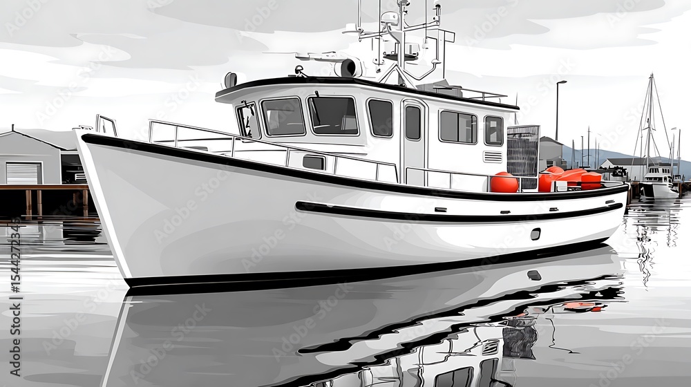 Fototapeta premium Fishing boat moored in harbor