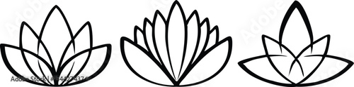 Lotus flower symbol, logotype set. Vector