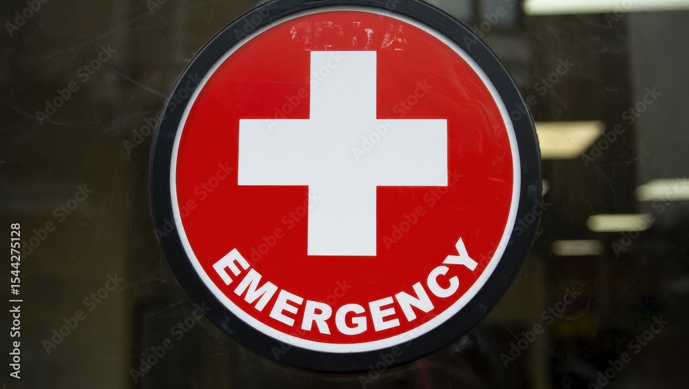 Obraz premium Emergency room red cross sign