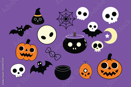 Halloween Trick or Treat Party Background with Pumpkin Spooky Vector Design