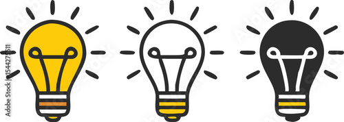 Bulb simple icon set. Vector illustration
