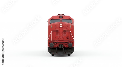 Red freight locomotive front view