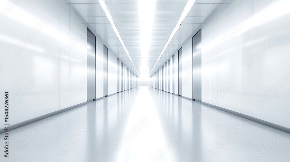 Fototapeta premium Contemporary blue office interior with abstract blur background