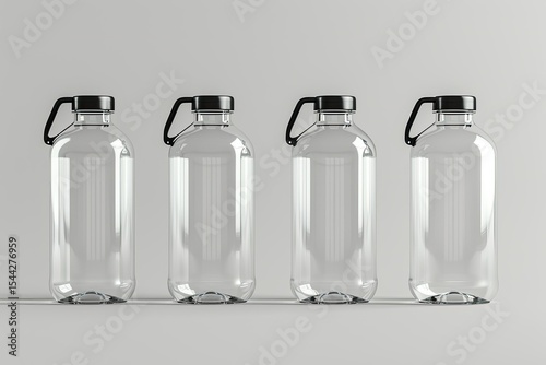 Detailed Visual  of Water Bottles with Handle Mockup, Leaned