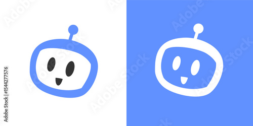 Robot head cute cartoon logo icon vector