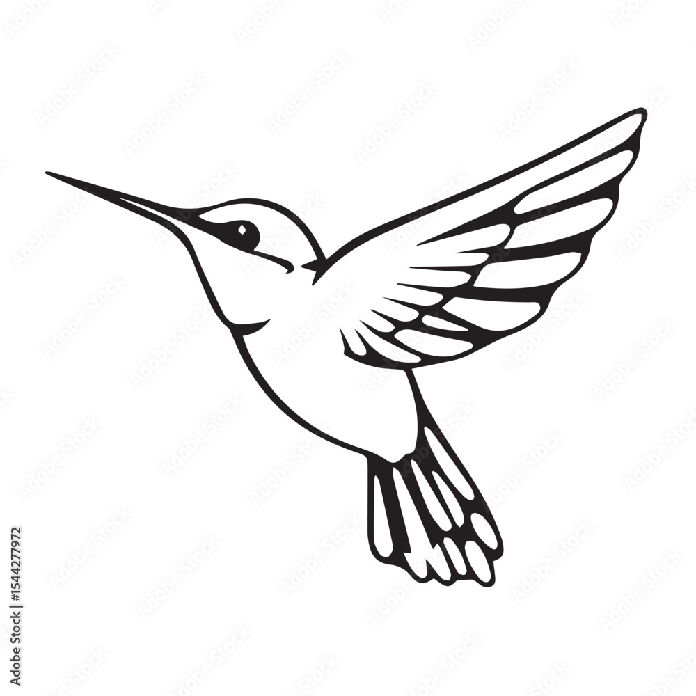Fototapeta premium Hummingbird in flight artistic silhouette illustration