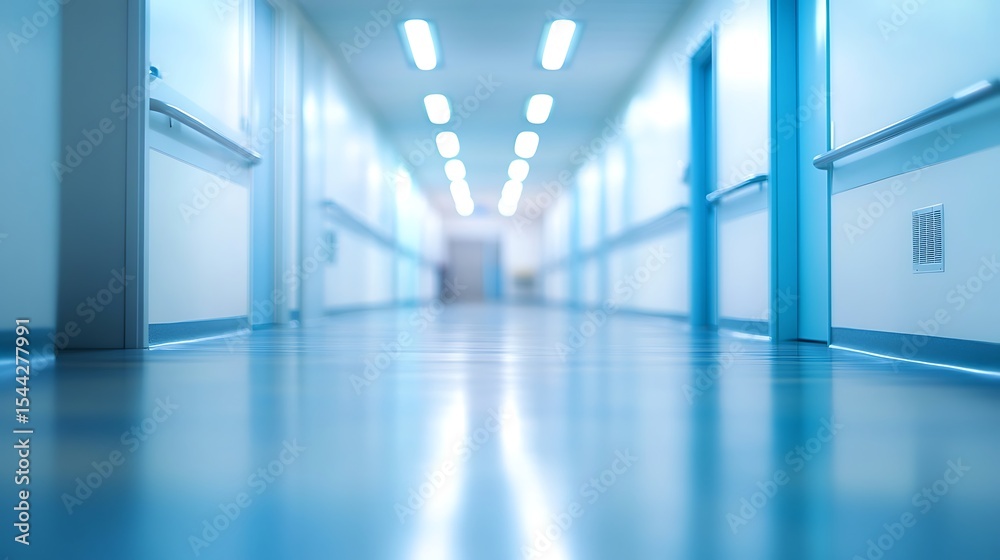 Fototapeta premium Contemporary blue office interior with abstract blur background