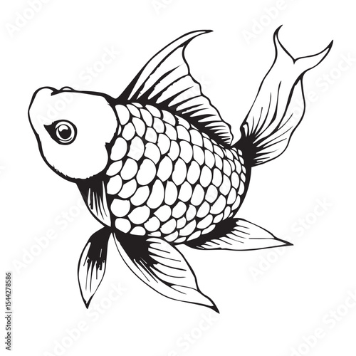 Elegant koi fish silhouette with detailed scales and fins