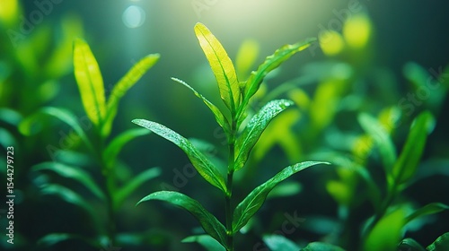 Lush green seedlings sprout, backlit, growth, nature