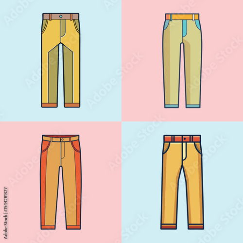 Chinos Flat Illustration in Simple Minimalist Style
