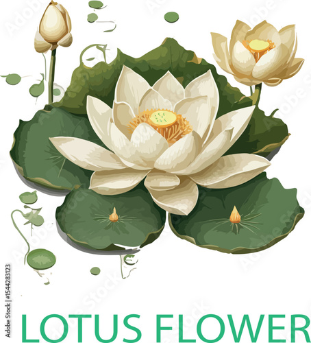 American Lotus Flower logo Vector white background .