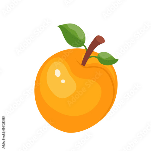 Fresh apricot fruit icon. Organic apricot fruit for juice, smoothie or vitamin healthy food and dessert. Vector icon illustration isolated on white background.