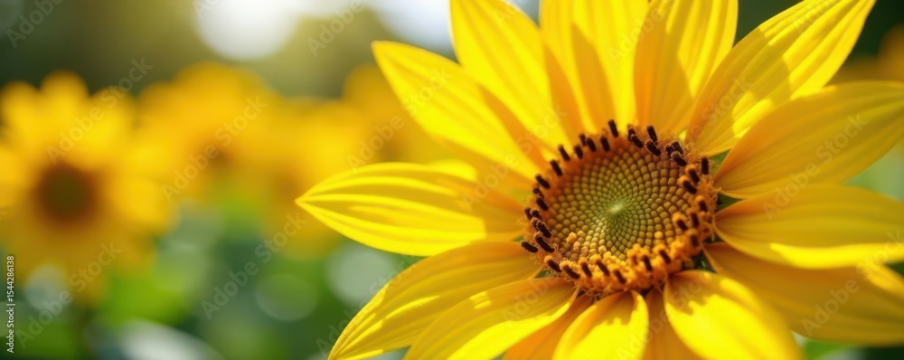 Obraz premium Vibrant yellow sunflower, pollen-dusted petals, sunny day , sun, vibrant, yellow