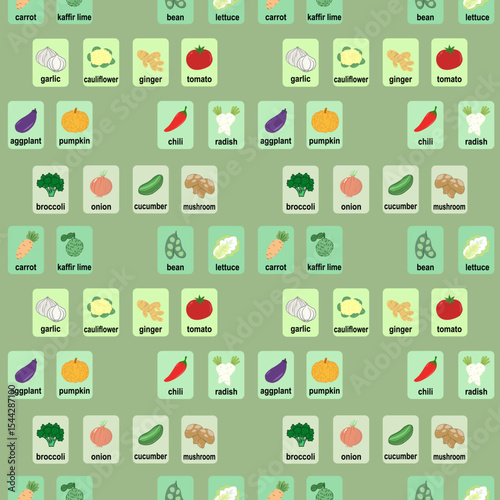 Colorful vegetable pattern, white isolate background