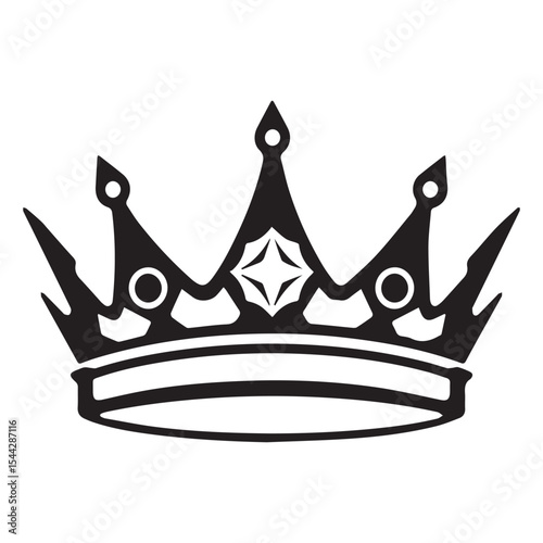 Black and white crown illustration simple royal king queen design