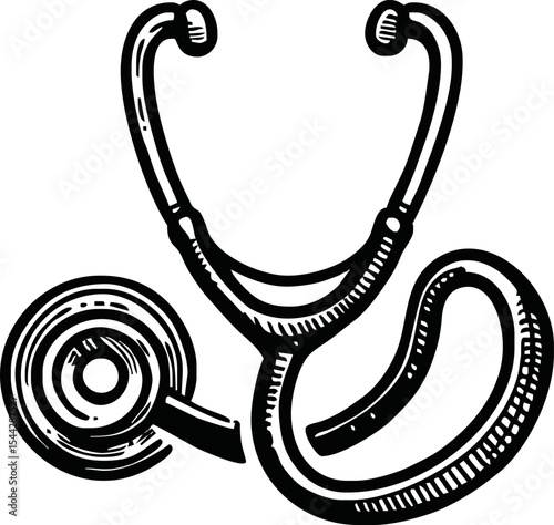 Stethoscope doodle hand drawn icon. Outline drawing Stethoscope line clipart symbol. Vector illustration