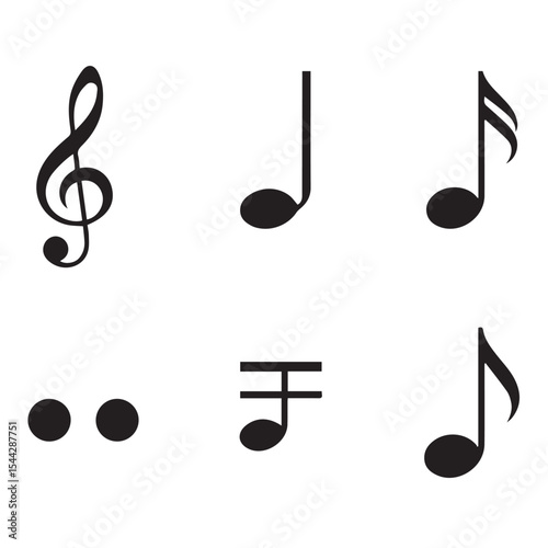Collection of musical notes and symbols for music design