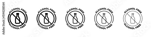 Alcohol free icon black and white vector sign