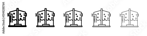 anaerobic digestion biomass icon black and white vector sign