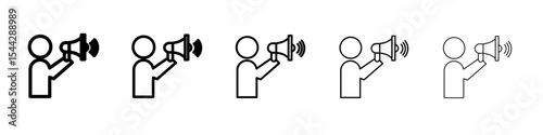 announce in loudspeaker icon black and white vector sign