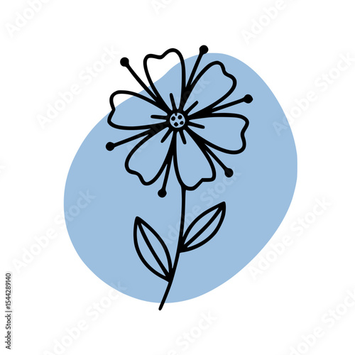 Cute Flower Line Art Illustration