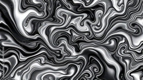 Abstract Gray Fluid Motion Design Flowing Swirling Pattern Ink Illustration