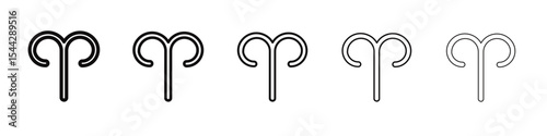 Aries zodiac sign icon black and white vector sign