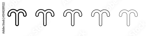 Aries zodiac sign icon black and white vector sign